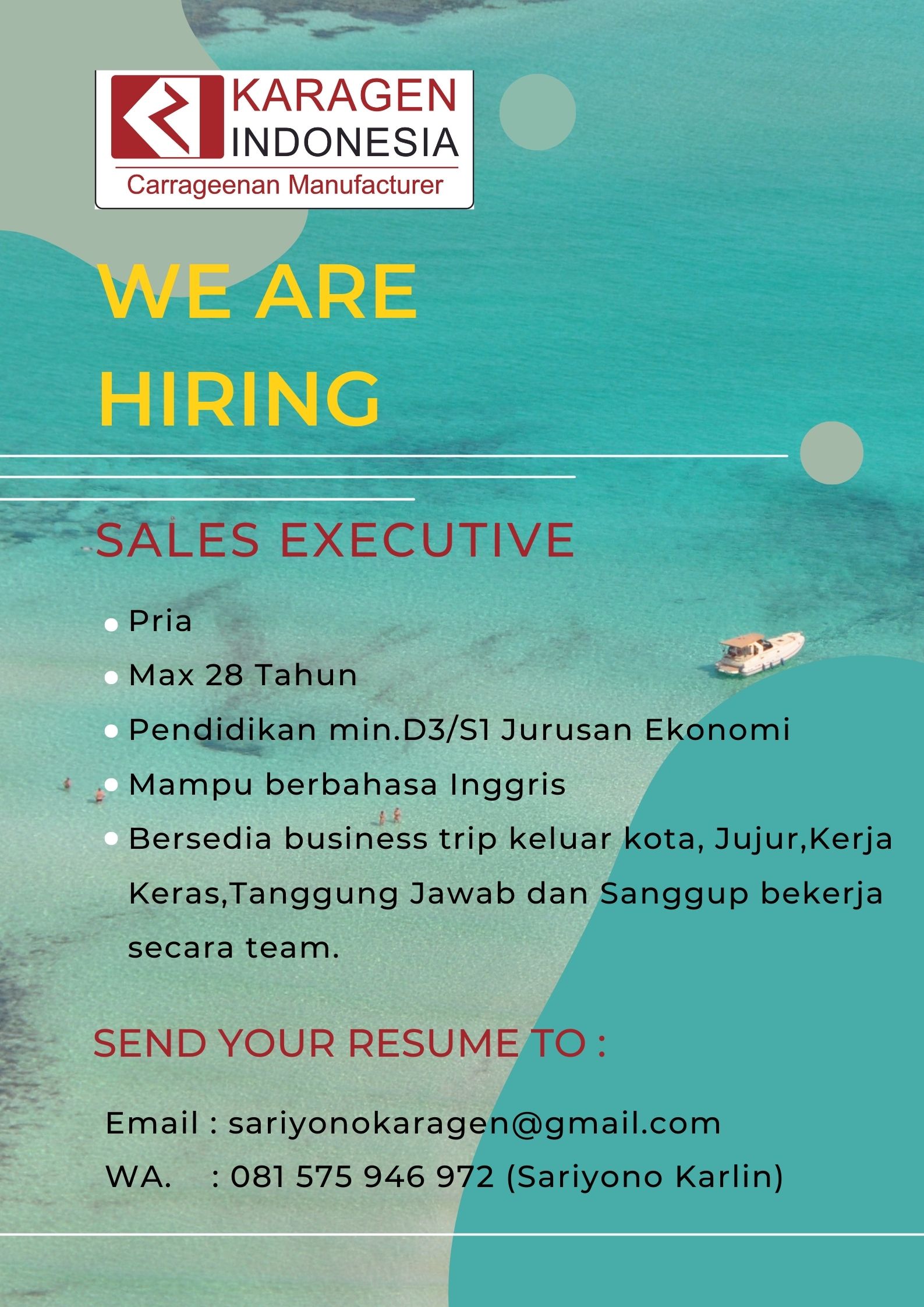 Sales Executive @ Karagen Indonesia