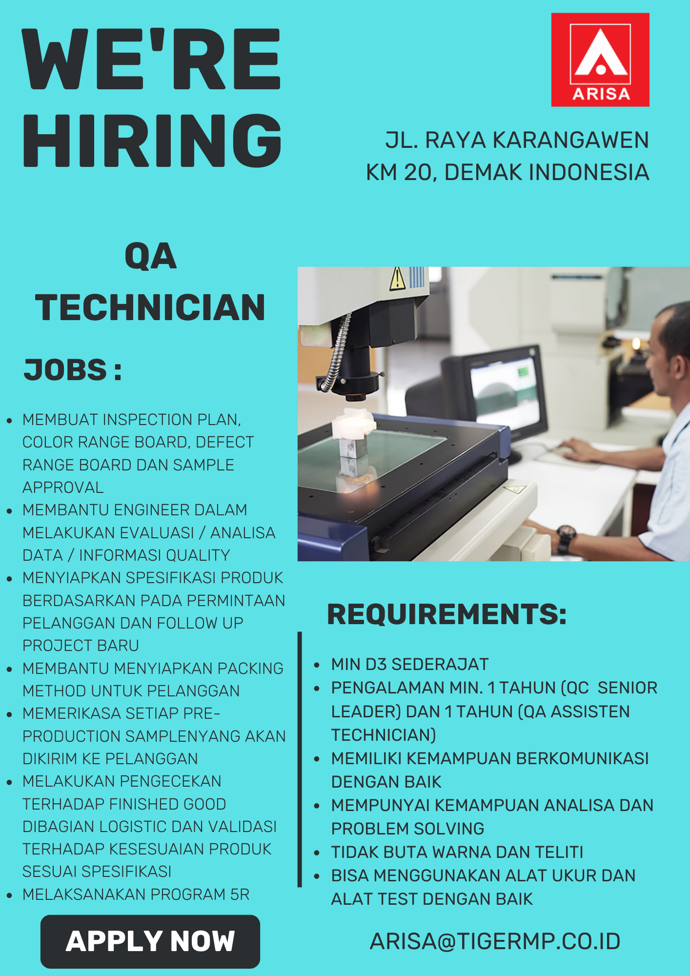 QA Technician @ Arisa