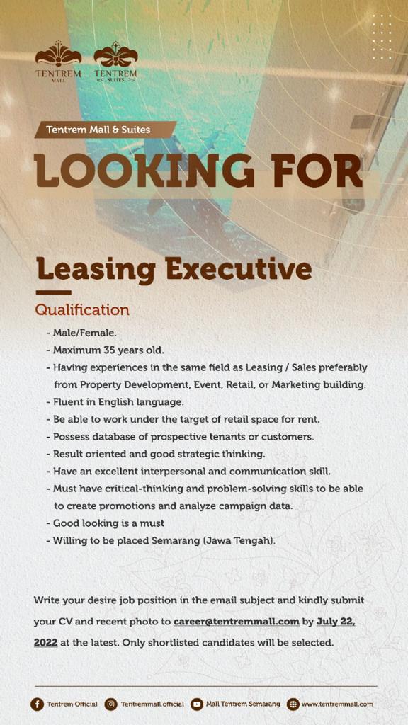 Leasing Executive @ Tentrem Mall