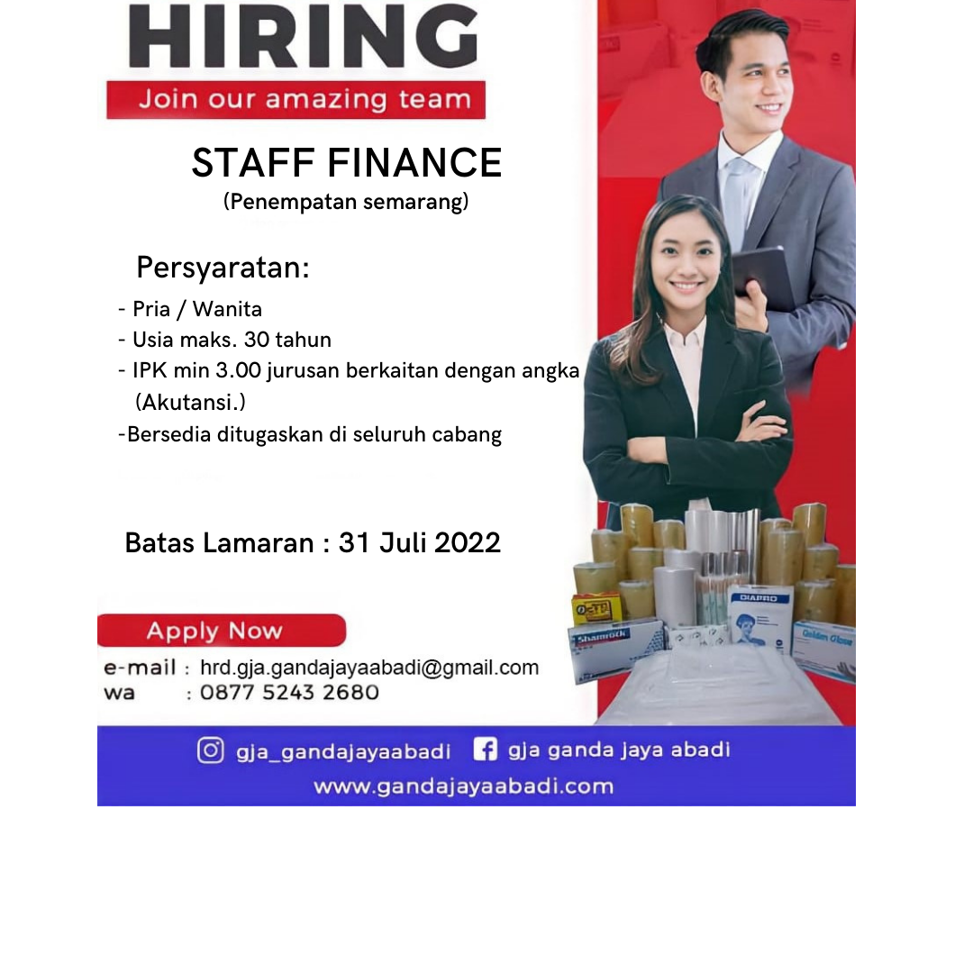 Staff Finance @ Ganda Jaya Abadi Staff Finance @ Ganda Jaya Abadi