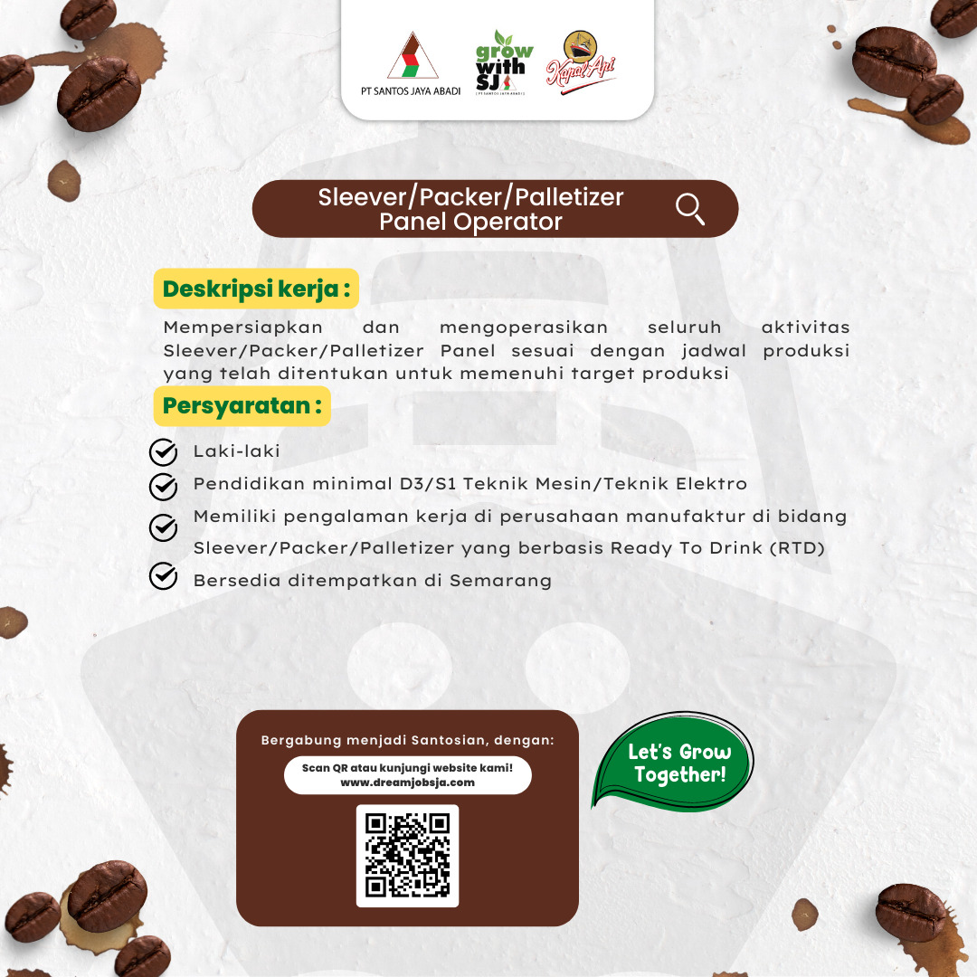 Sleever/Packer/Palletizer/Panel Operator  @ PT Santos  Jaya Abadi