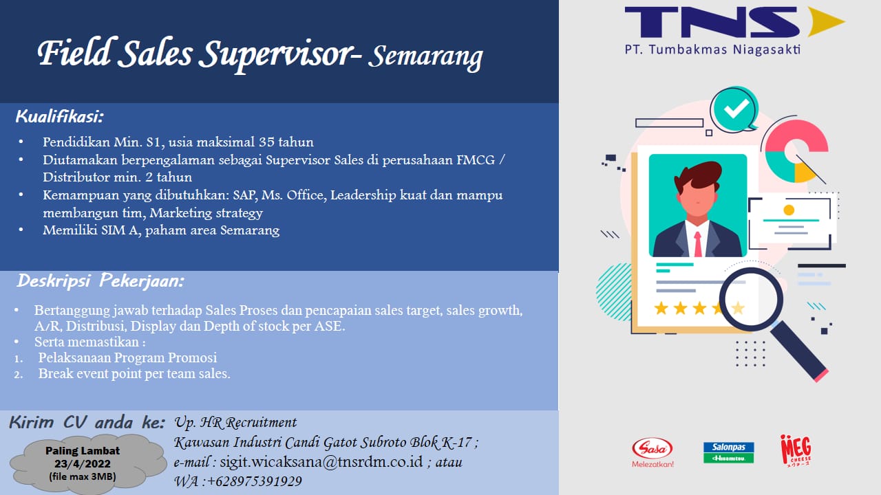 Fiels Sales Supervisor @ PT Tumbakmas Niagasakti