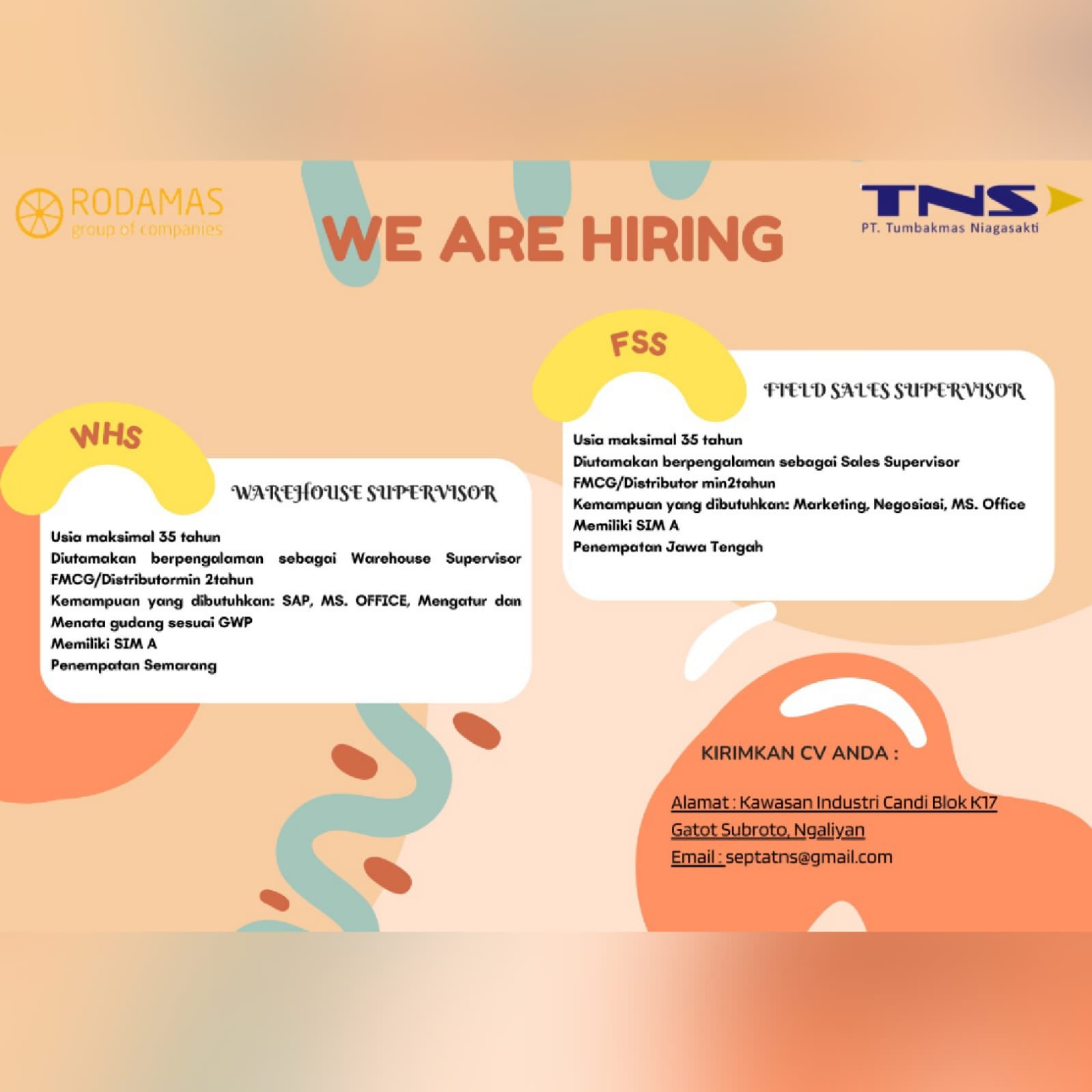 Sales Supervisor, Ware House Supervisor @ PT Tumbakmas Niagasakti