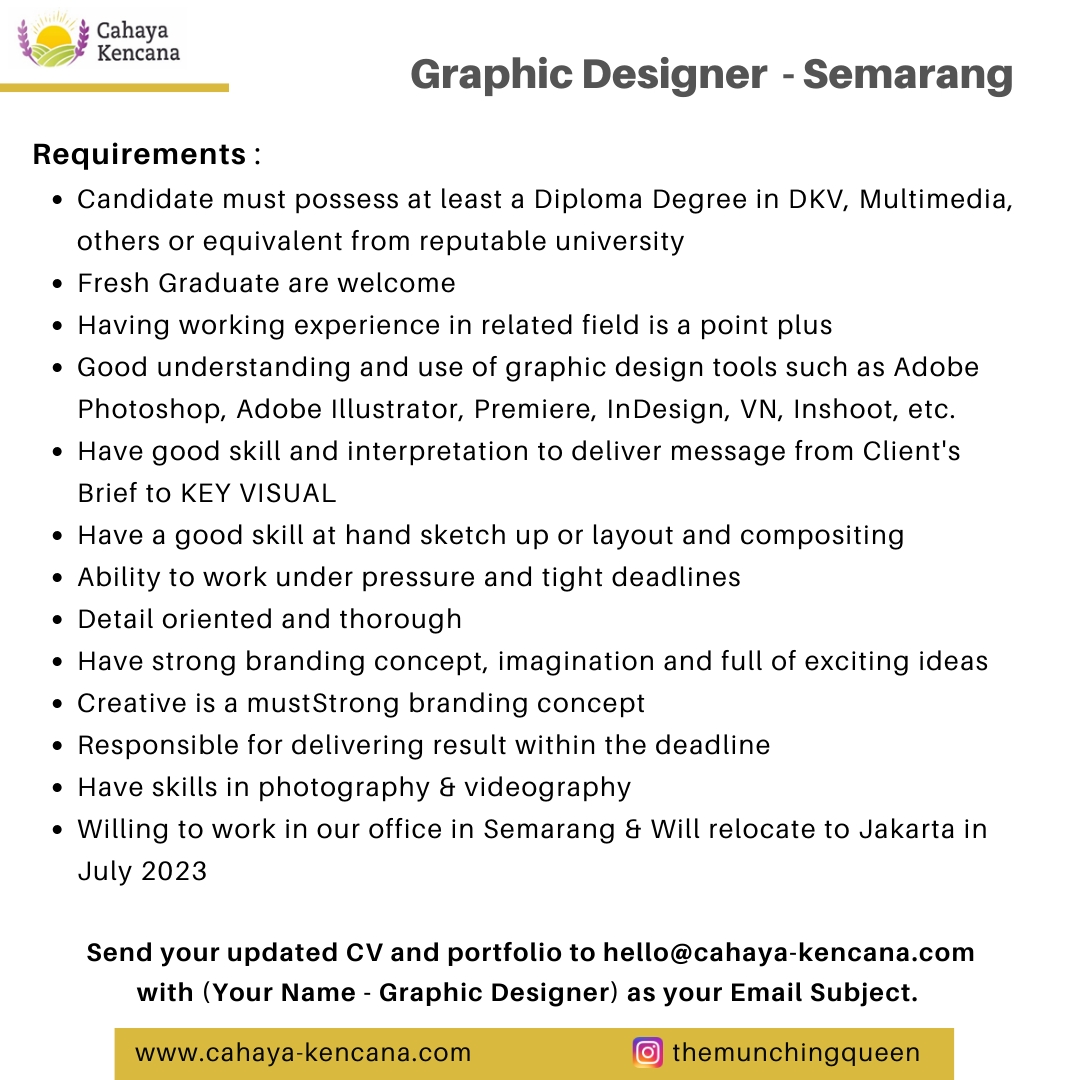 Graphic Designer – Semarang @ Cahaya Kencana