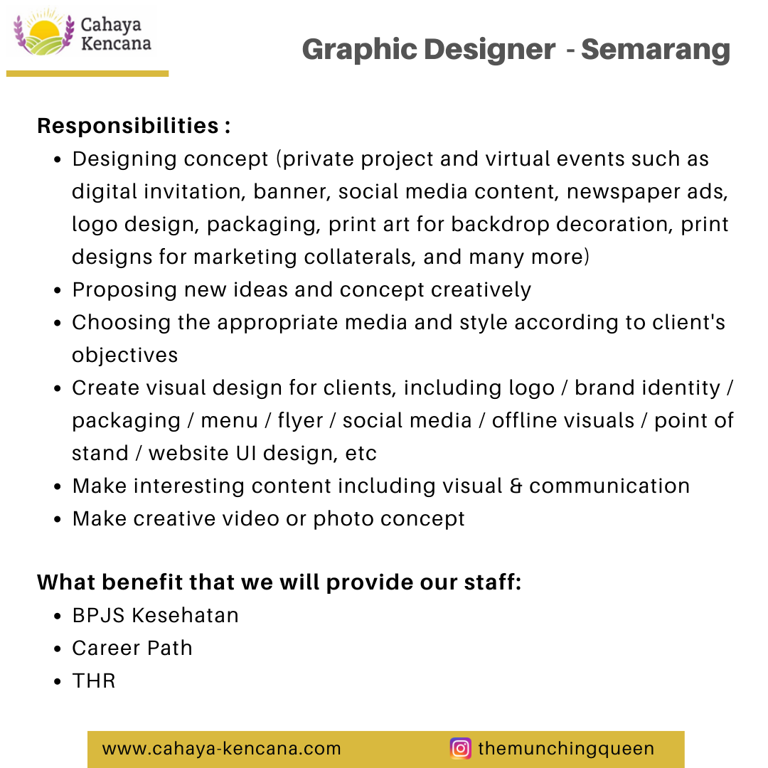 Graphic Designer – Semarang @ Cahaya Kencana