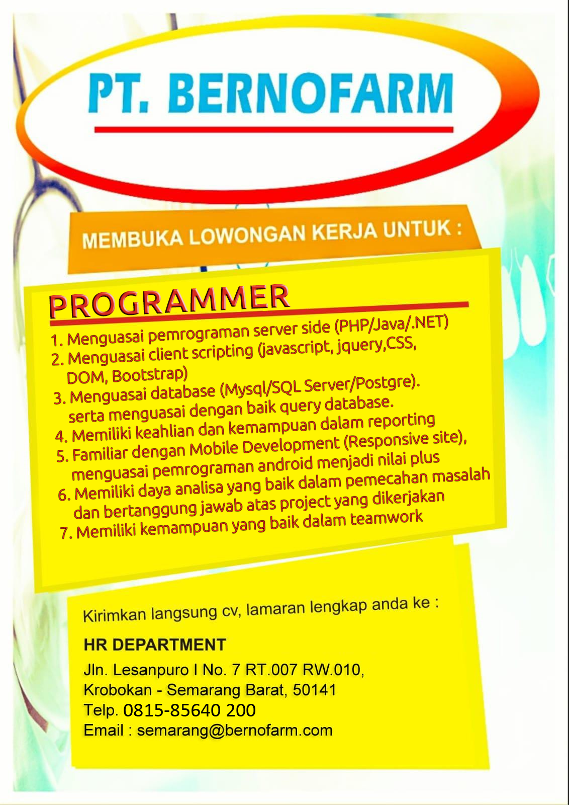 Programmer @ PT Bernofarm
