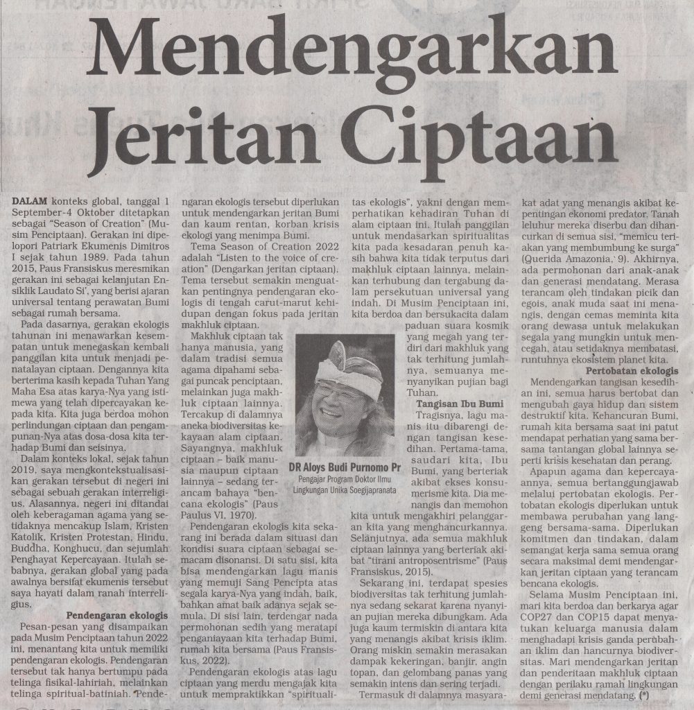 Mendengarkan Jeritan Ciptaan
