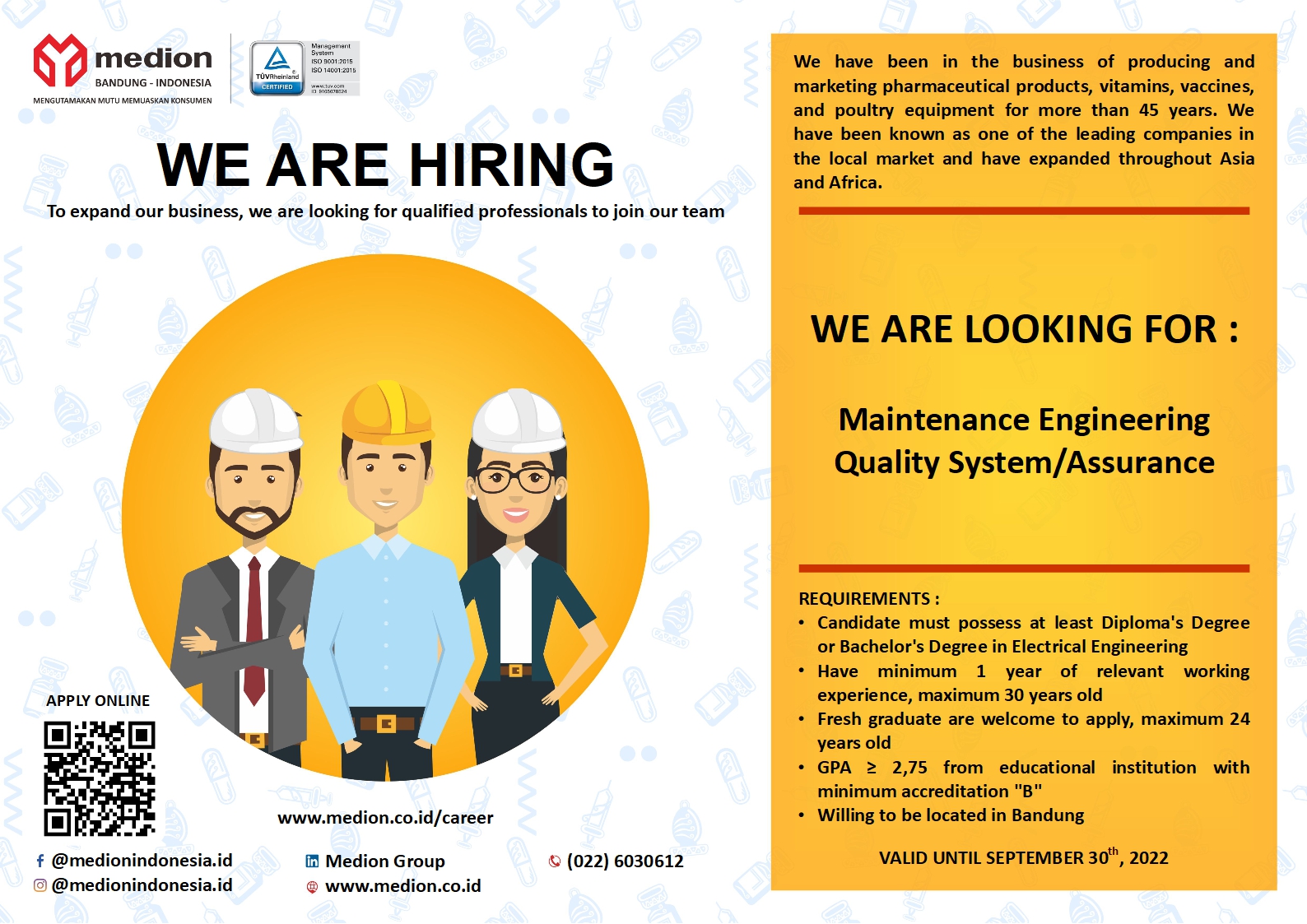 Maintenance Engineering, Quality System / Assurance @Medion Indonesia