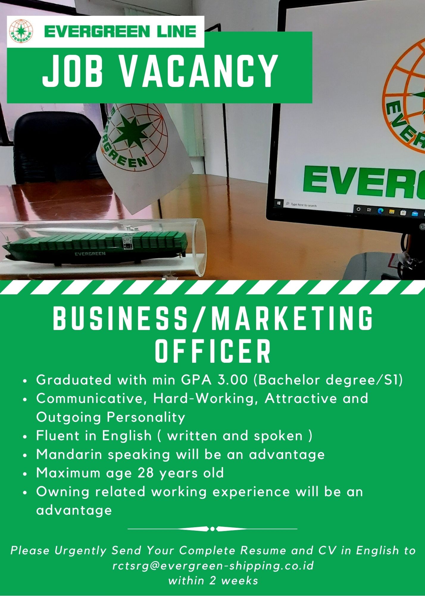 Business/Marketing Officer @PT EVERGREEN SHIPPING AGENCY INDONESIA