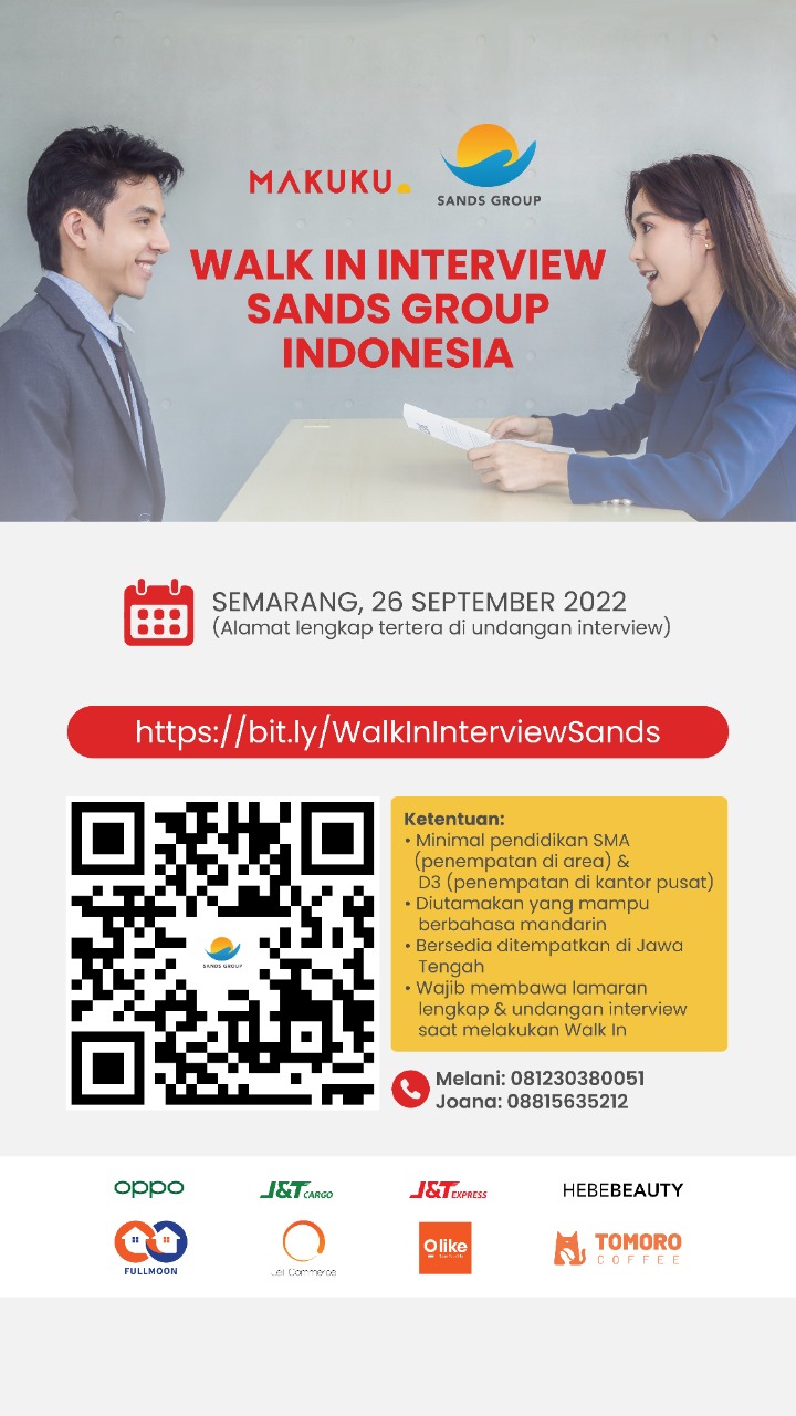 Walk In Interview @SANDS GROUP INDONESIA