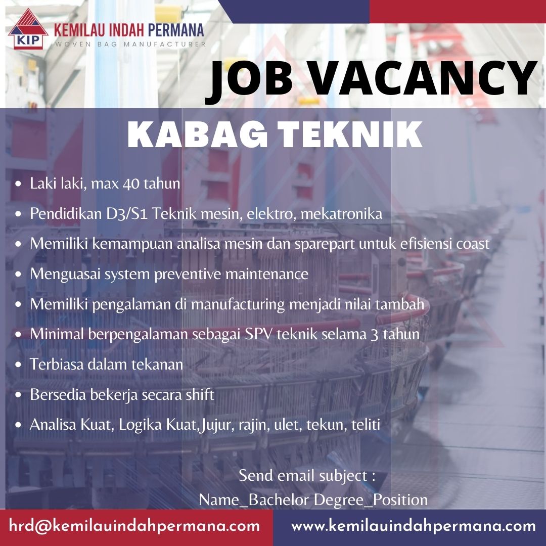 KABAG TEKNIK @PT KEMILAU INDAH PERMANA