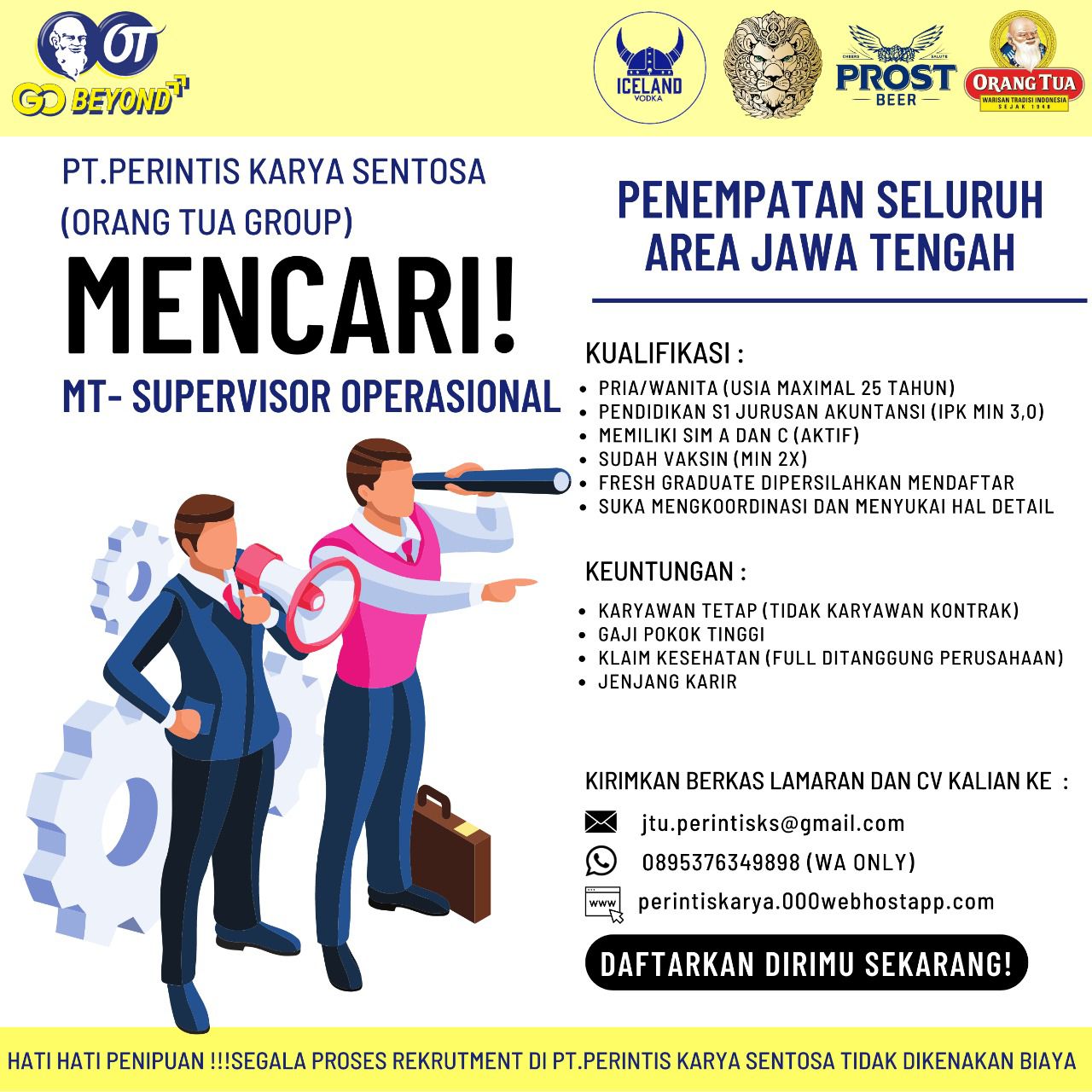 MT-SUPERVISOR OPERASIONAL @PT PERINTIS KARYA SENTOSA  (ORANG TUA GROUP)