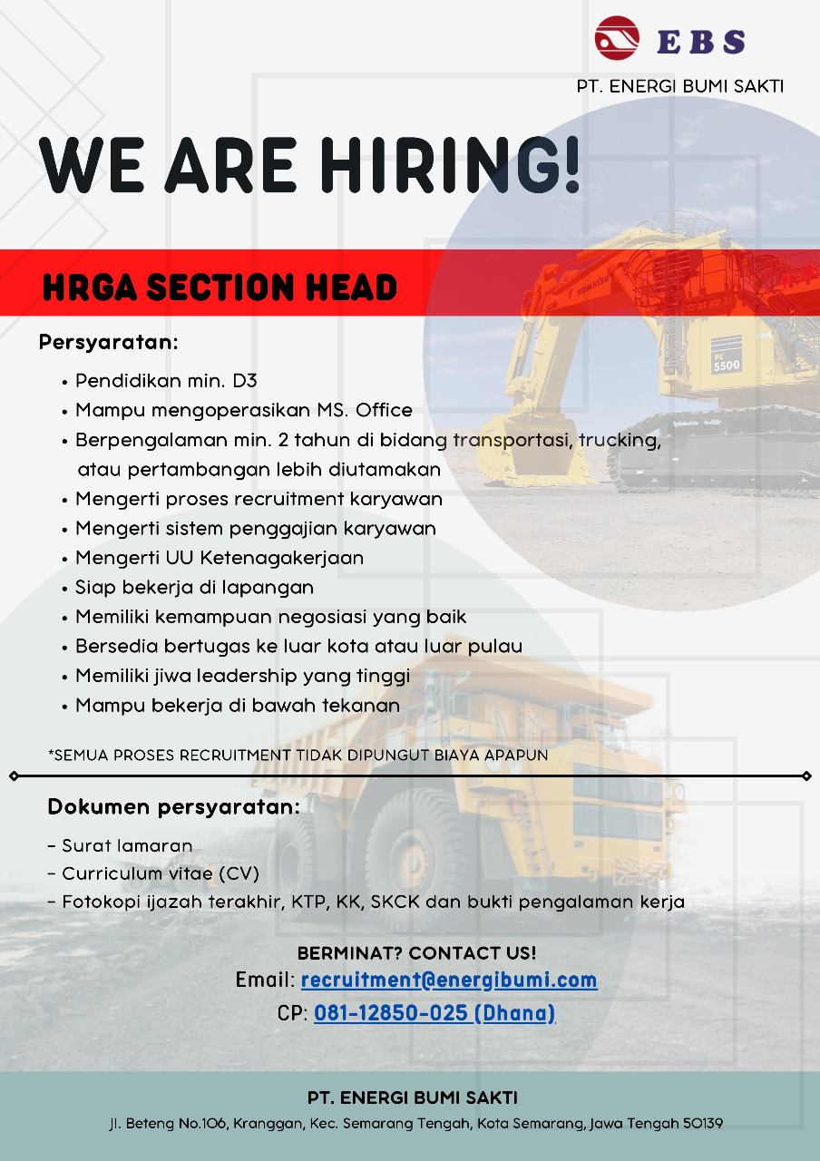 HRGA SECTION HEAD @PT. ENERGI BUMI SAKTI