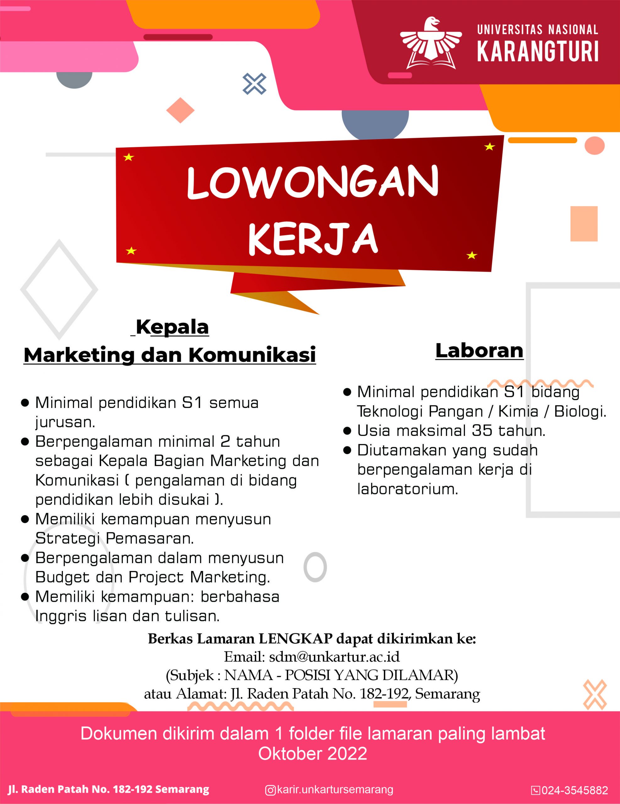 KEPALA MARKETING & KOMUNIKASI , LABORAN @UNIVERSITAS NASIONAL KARANG TURI KEPALA MARKETING & KOMUNIKASI , LABORAN @UNIVERSITAS NASIONAL KARANG TURI