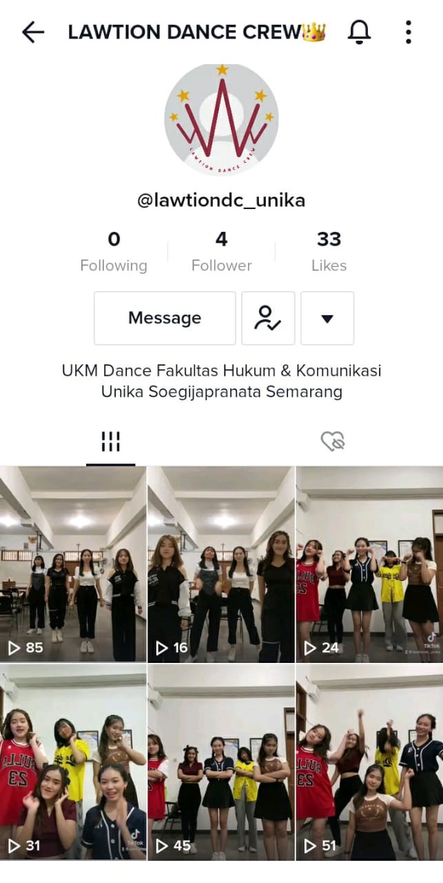 Lawtion Dance Crew pada Akun TikTok