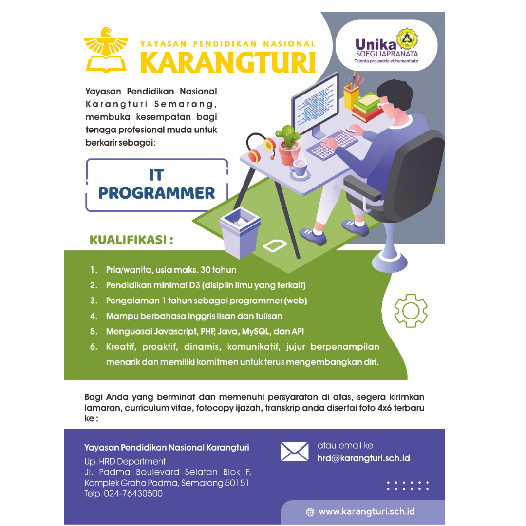 IT Programmer@Yayasan Pendidikan Nasional Karangturi