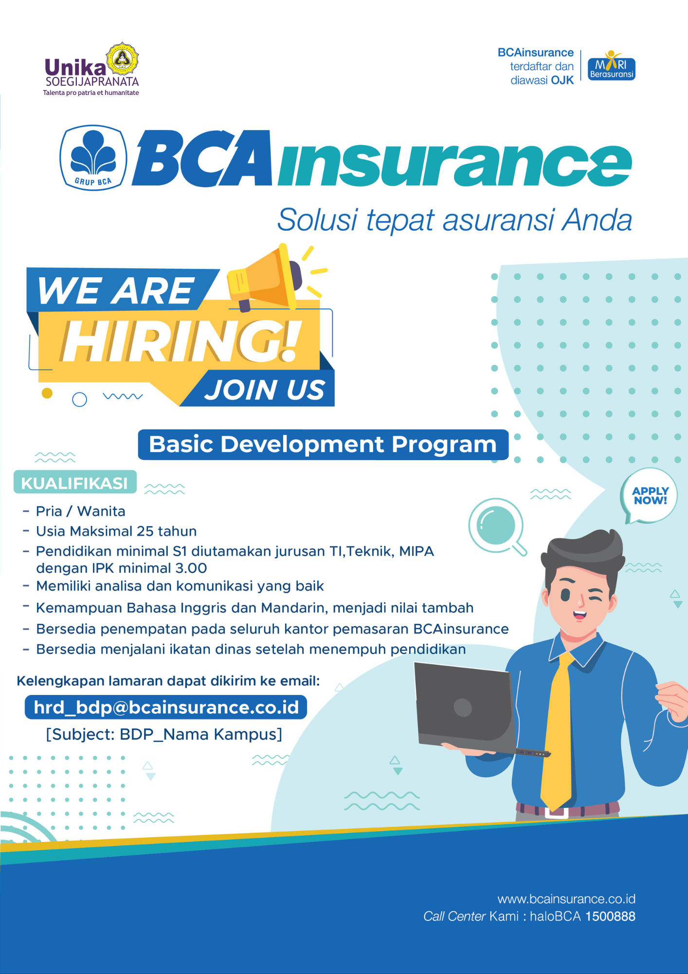 IT Programmer, IT Layanan  Aplikasi, IT Security, Basic Development Program@ PT. ASURANSI UMUM BCA