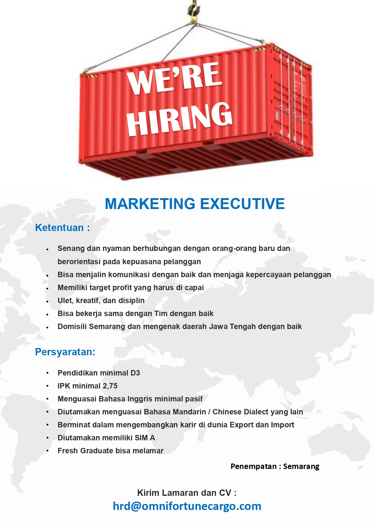 Marketing Executive @ PT. OMNI FORTUNE CARGO
