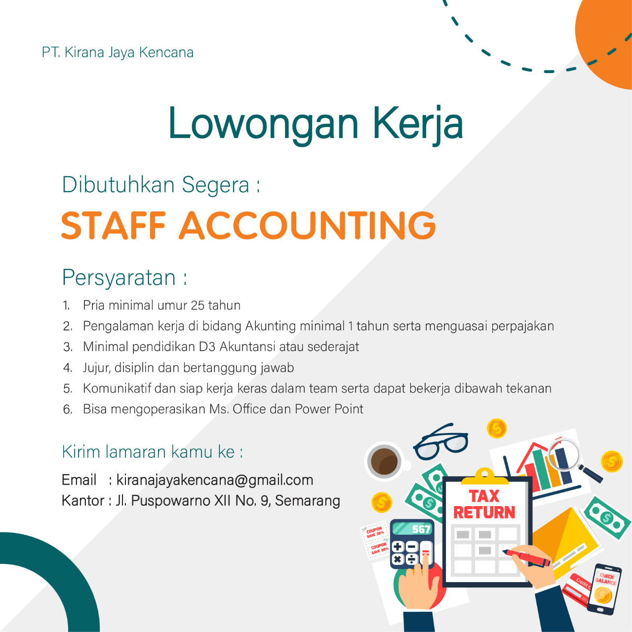 Staff Accounting @PT. KIRANA JAYA KENCANA