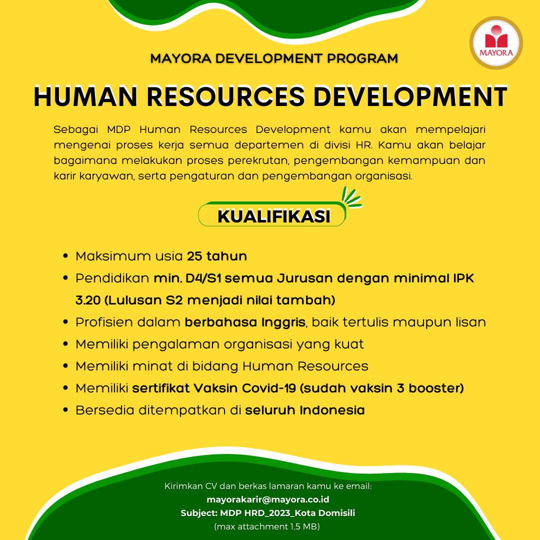 MDP Factory, Sales, Factory Accounting, Supply Chain, Irga, System Support & HR @MAYORA
