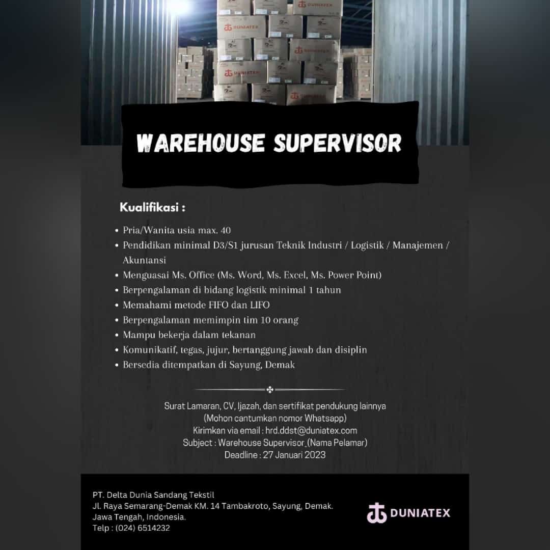 Warehouse Supervisor @DUNIATEX