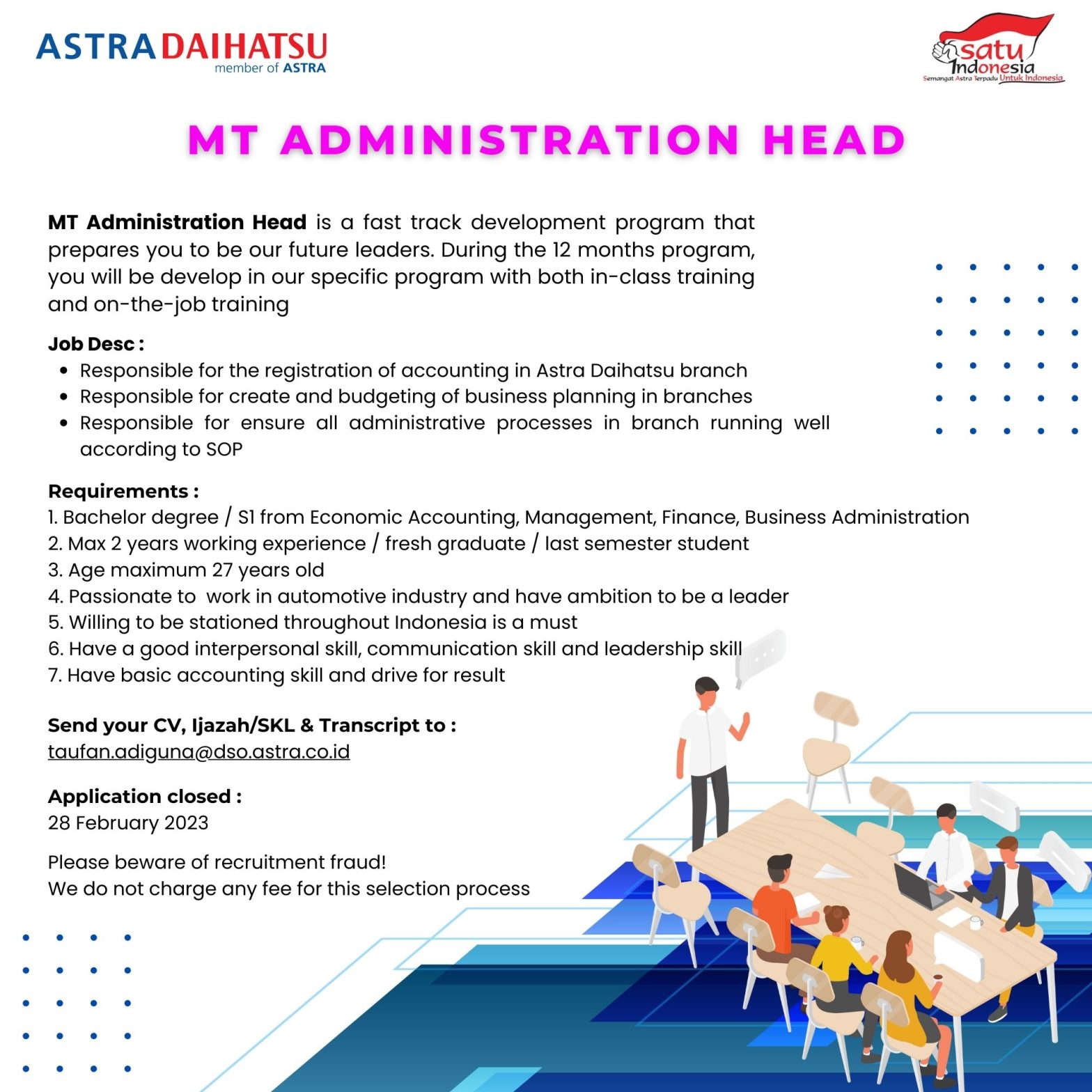 MT Administration Head, MT Sales Supervisor @ASTRA DAIHATSU