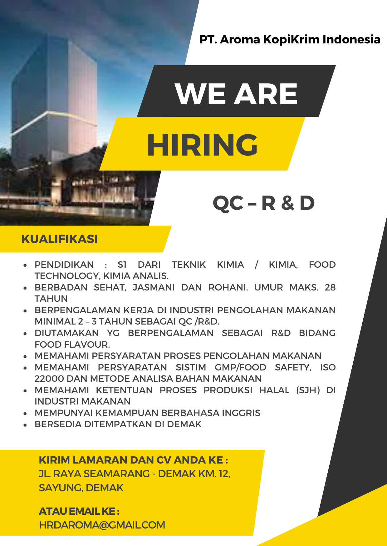 QC-RD @PT. AROMA KOPOKRIM INDONESIA