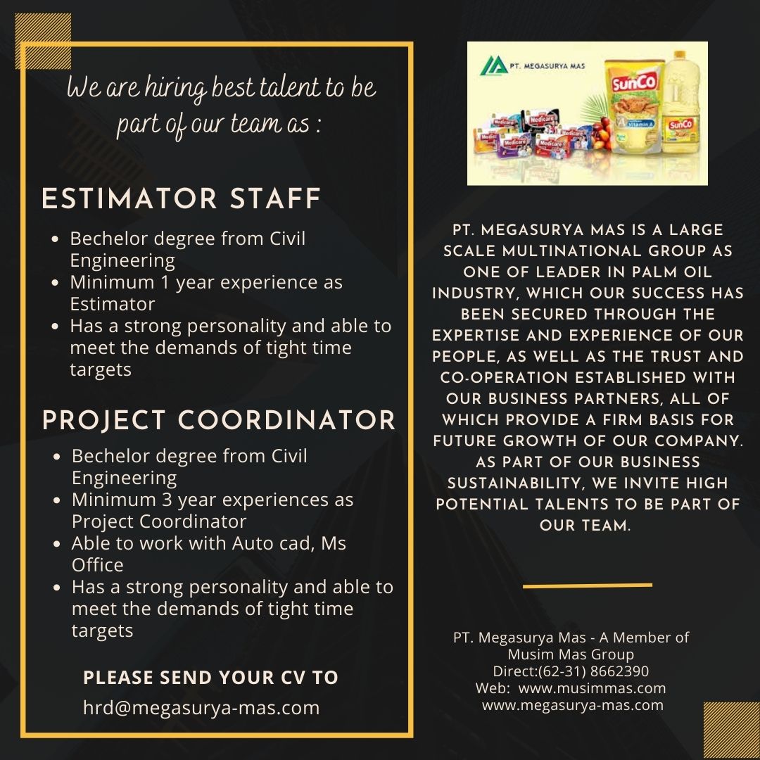 Estimator Staff @PT MEGASURYA