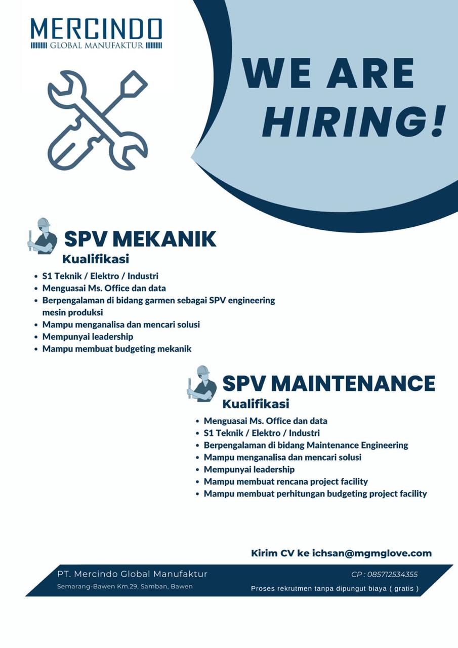SPV Mekanik @MERCINDO GLOBAL MANUFAKTUR