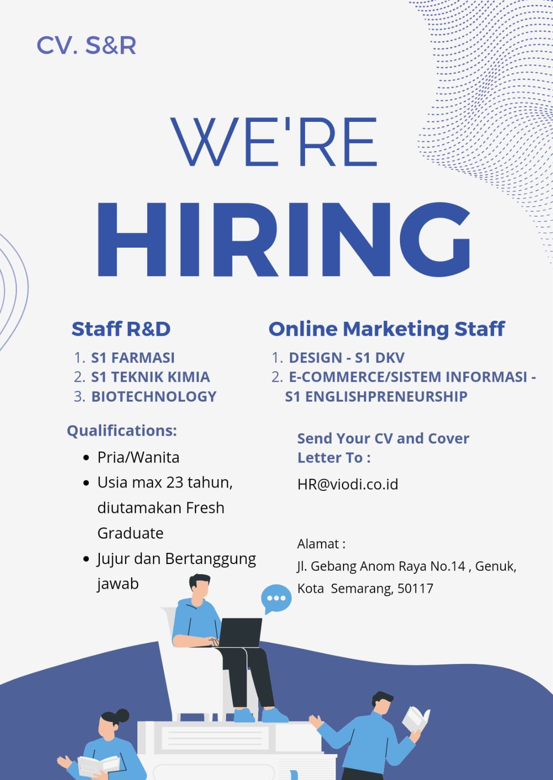 Staf R&D , Online Marketing Staf @CV S&R