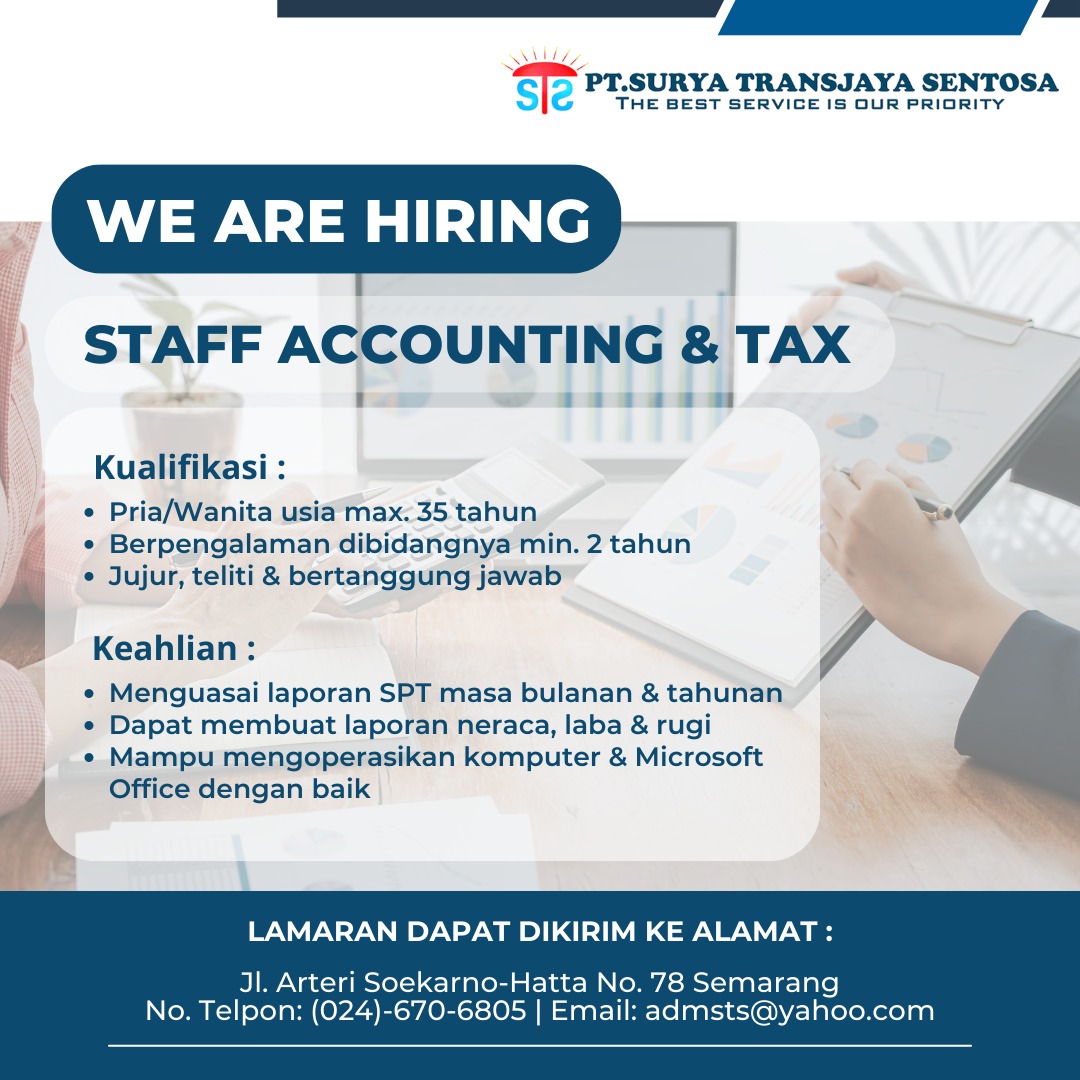 Staff Accounting & Tax @PT. SURYA TRANSJAYA SENTOSA