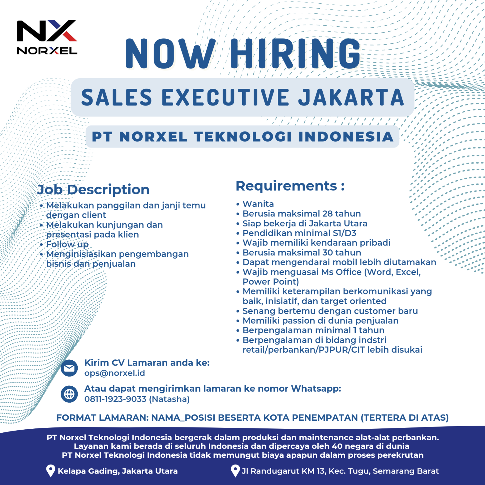 Sales Executive Jakarta @PT. NORXEL TEKNOLOGI INDONESIA