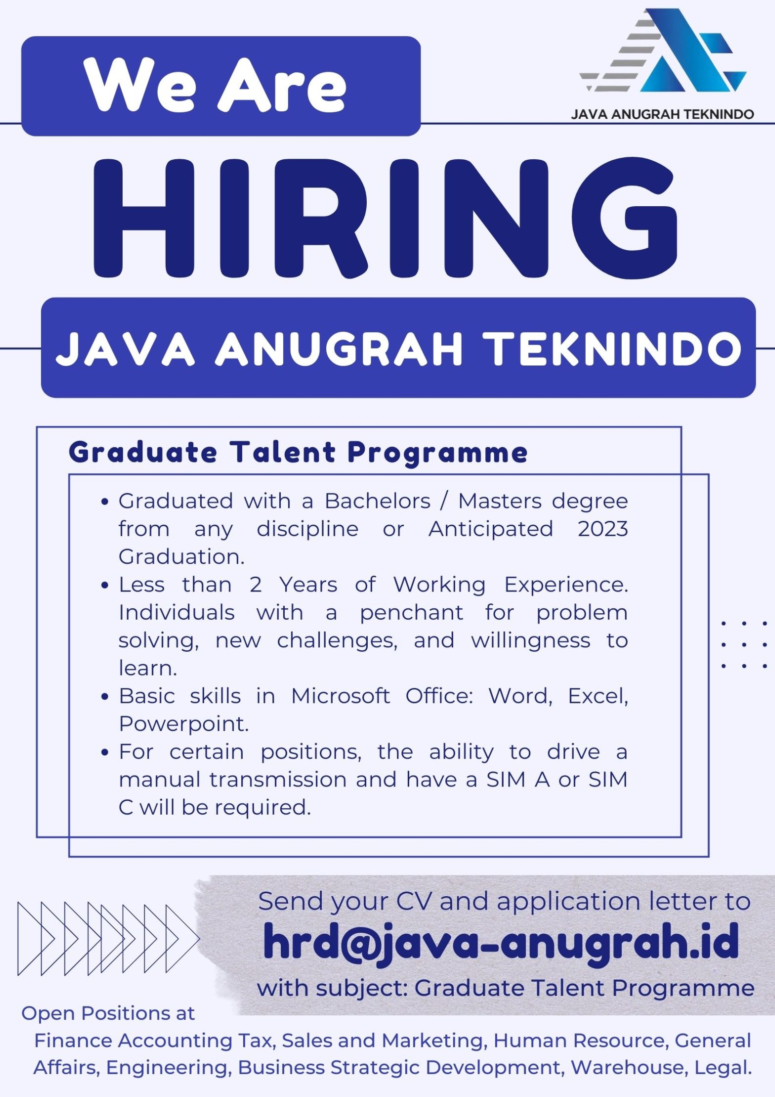 Graduate Talent Program @JAVA ANUGRAH TEKNINDO