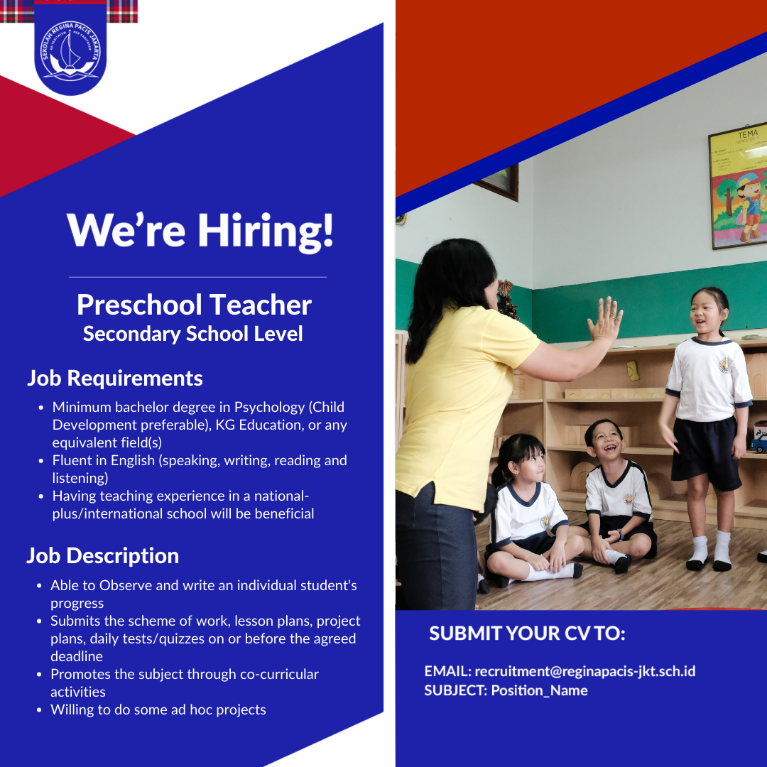 Preschool Teacher @Sekolah Regina Pacis Jakarta