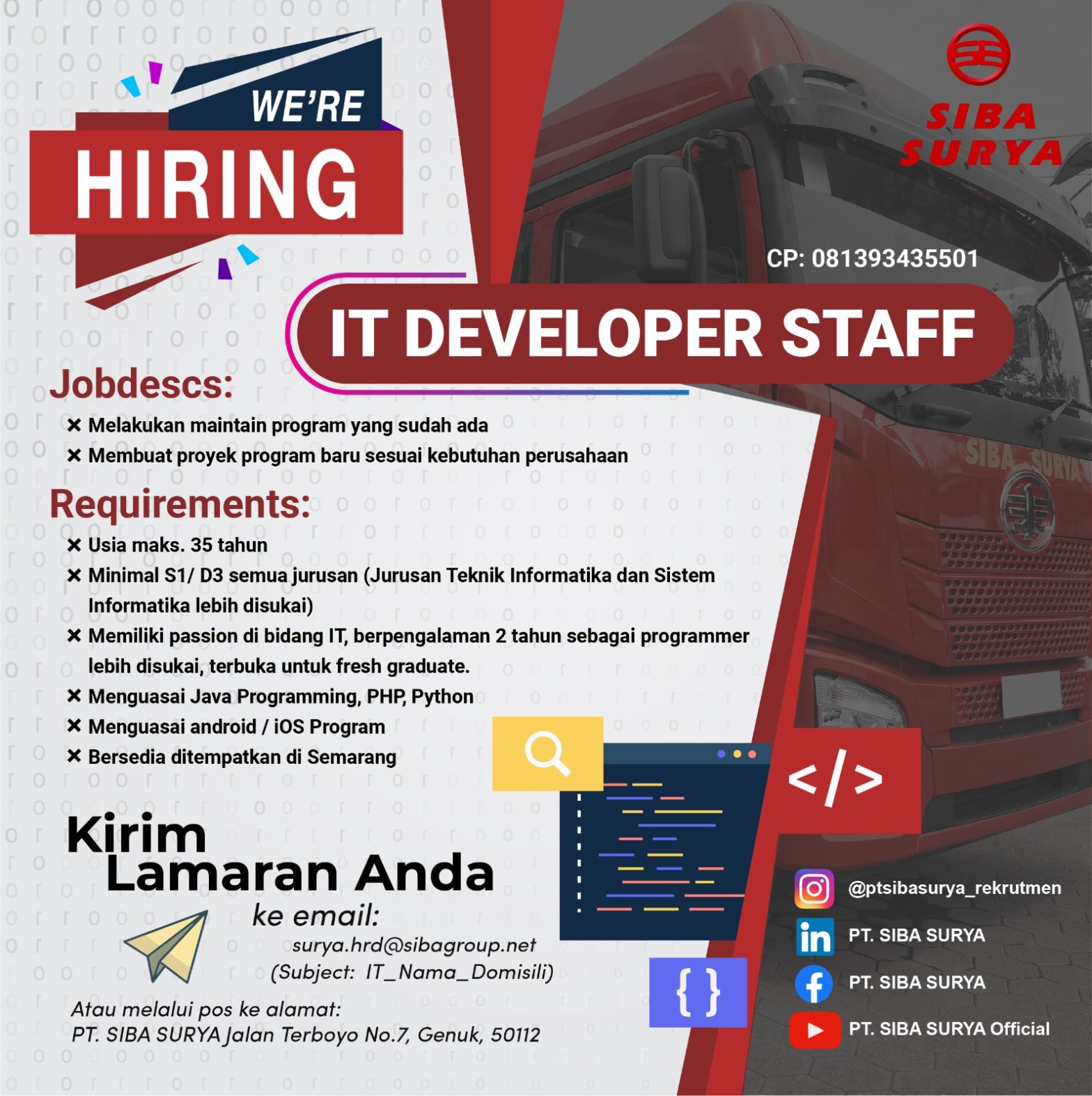IT Developer Staff @SIBA SURYA