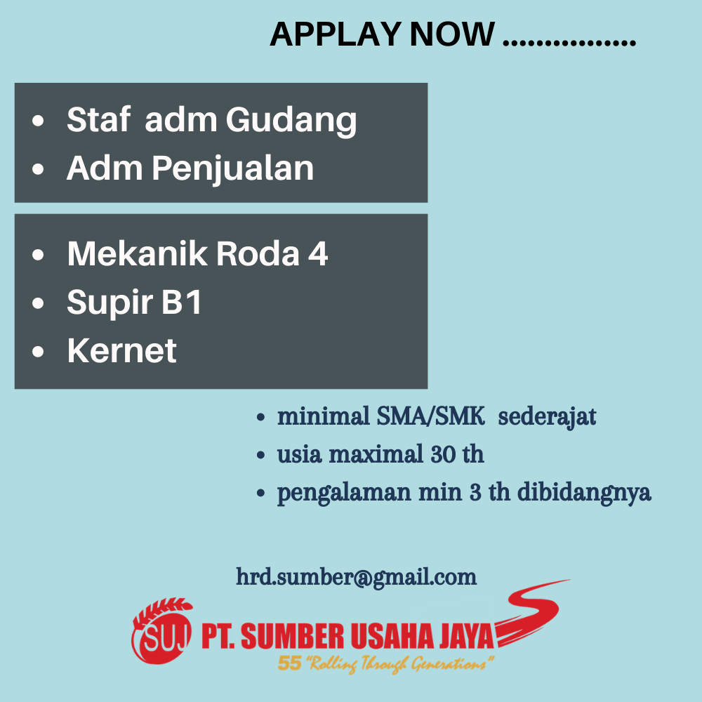 Staff Adm Gudang @PT SUMBER USAHA JAYA