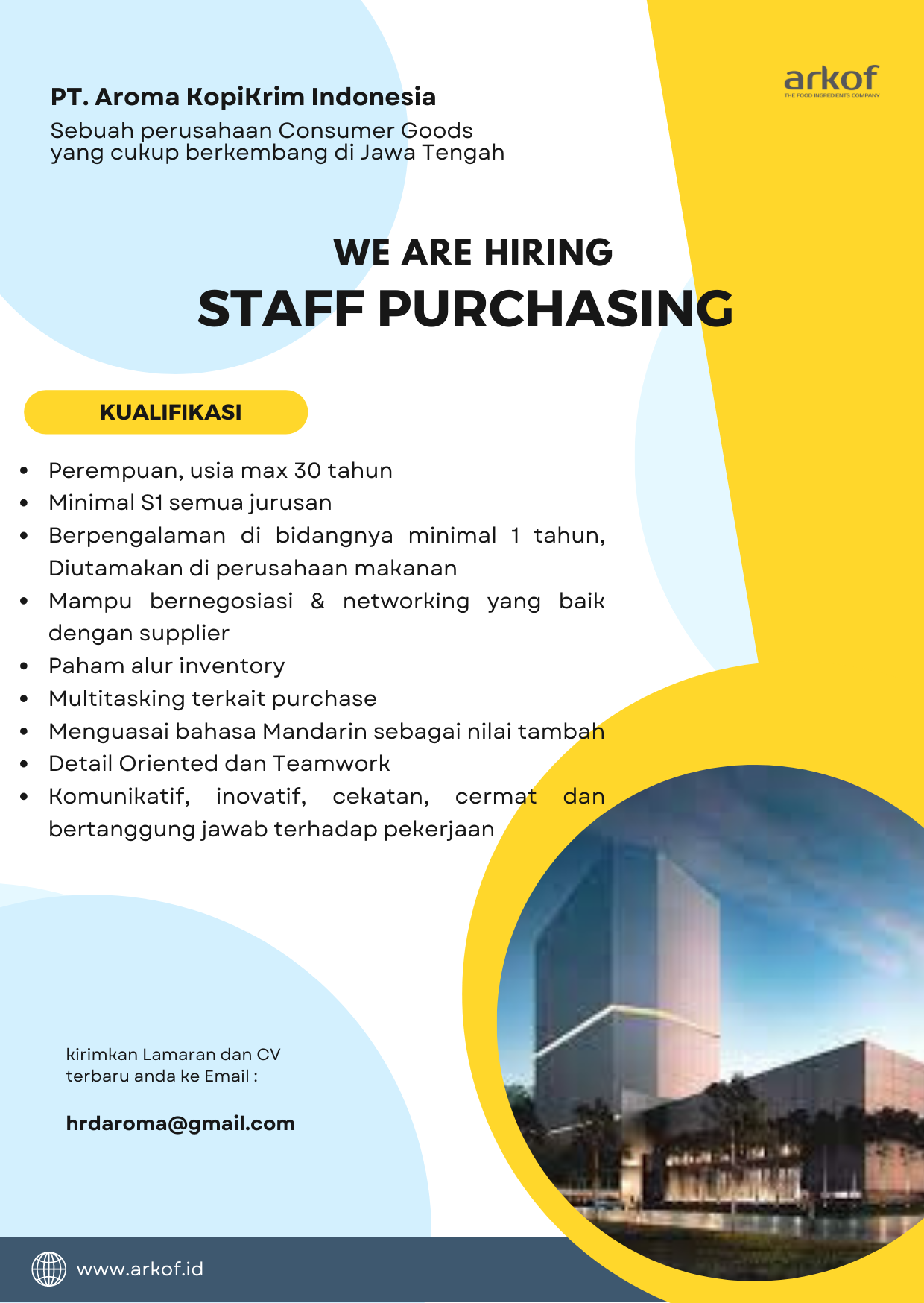 Staff Purchasing @PT. AROMA KOPIKRIM INDONESIA
