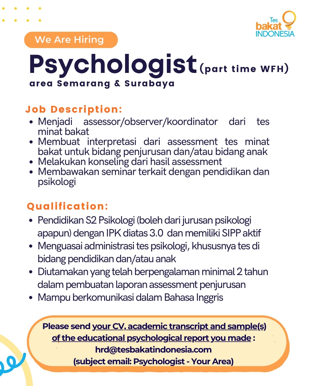 Psychologist tes bakat indonesia scu