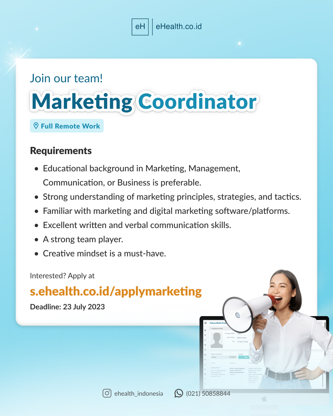 Lowongan Kerja Juli 2023 – PT. Aksara Digital Indonesia – Marketing Coordinator