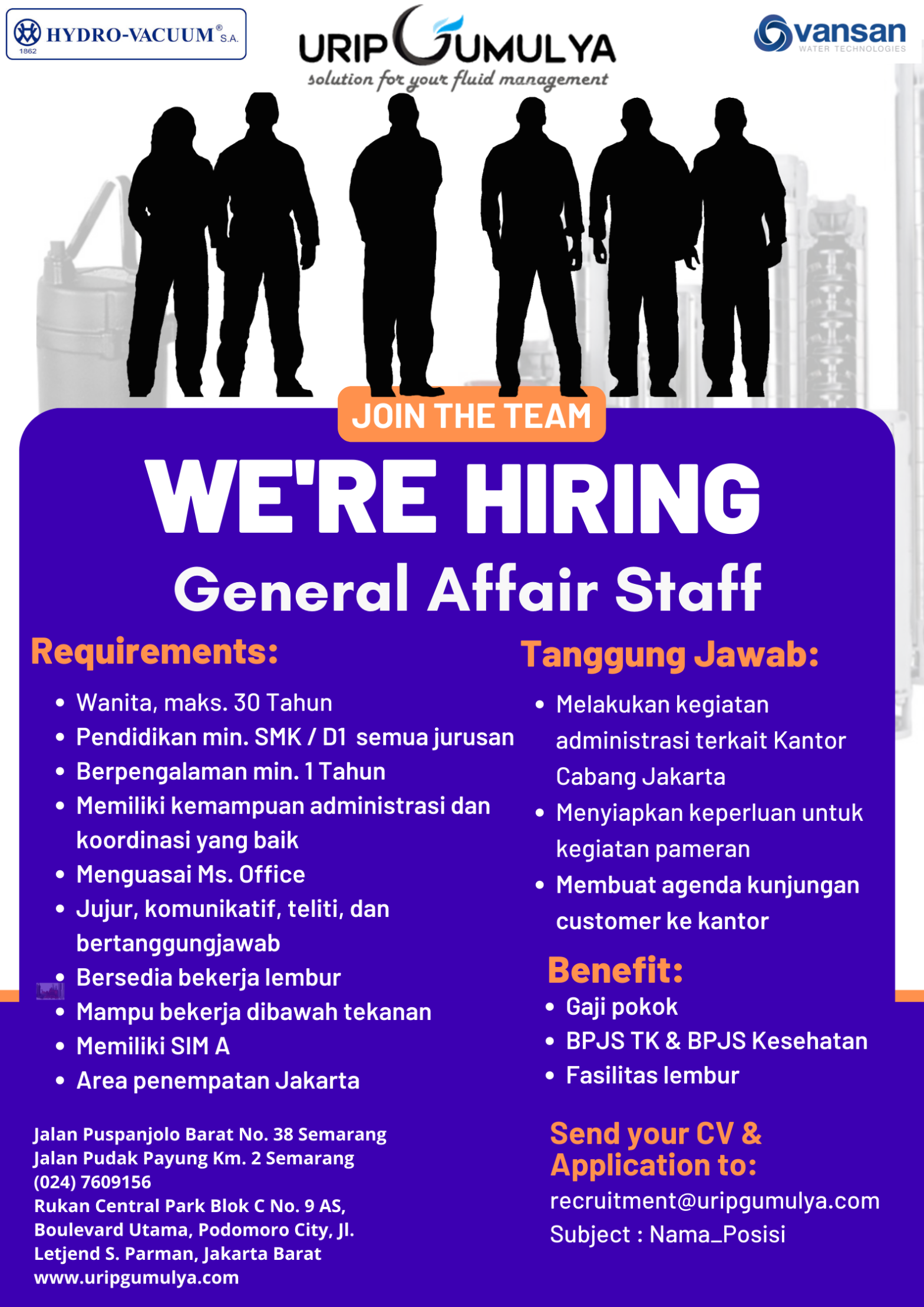 Lowongan Kerja Juli 2023 – Urip Gumulya – General Affair Staff