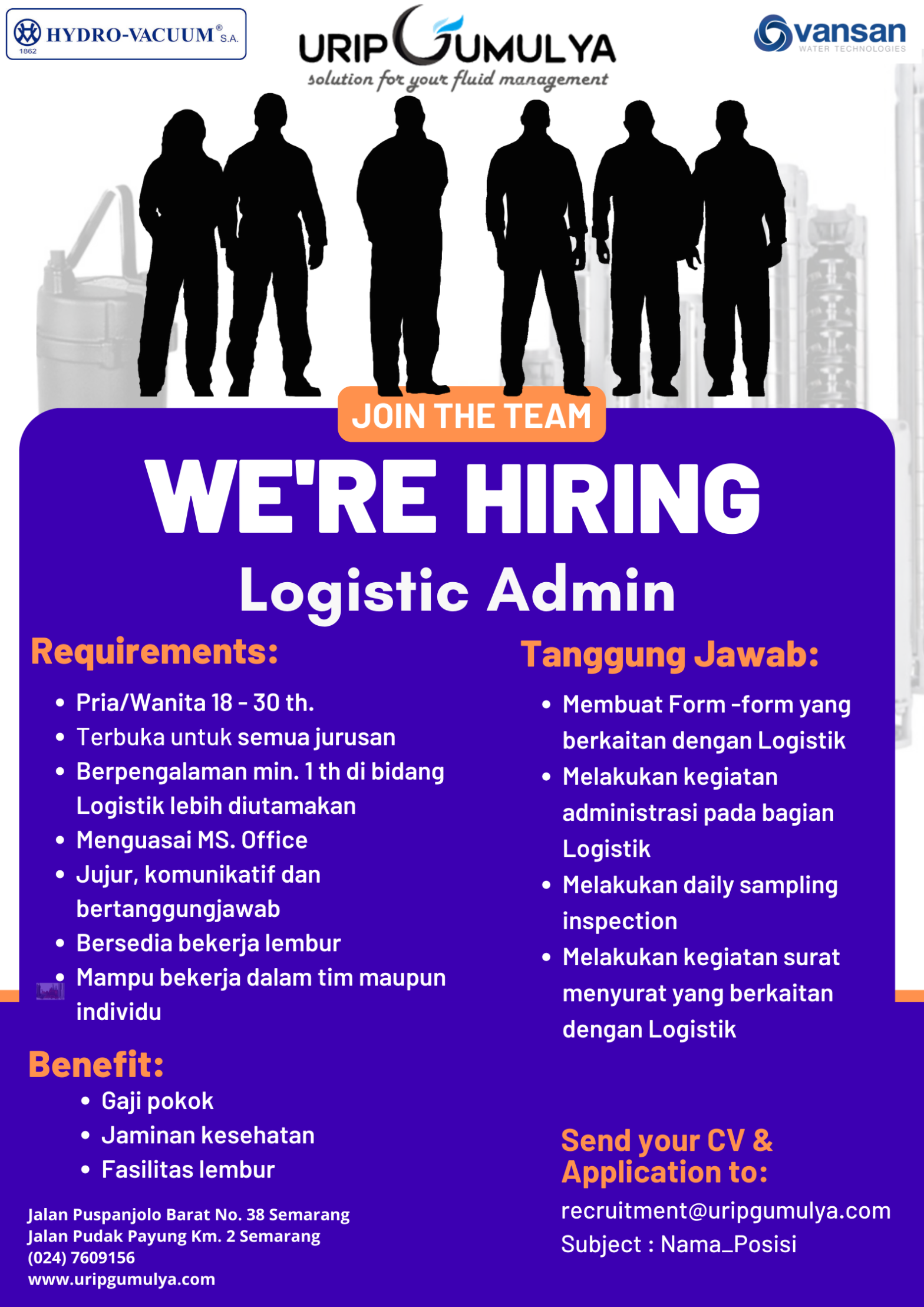 Lowongan Kerja Juli 2023 – Urip Gumulya – Logistic Admin