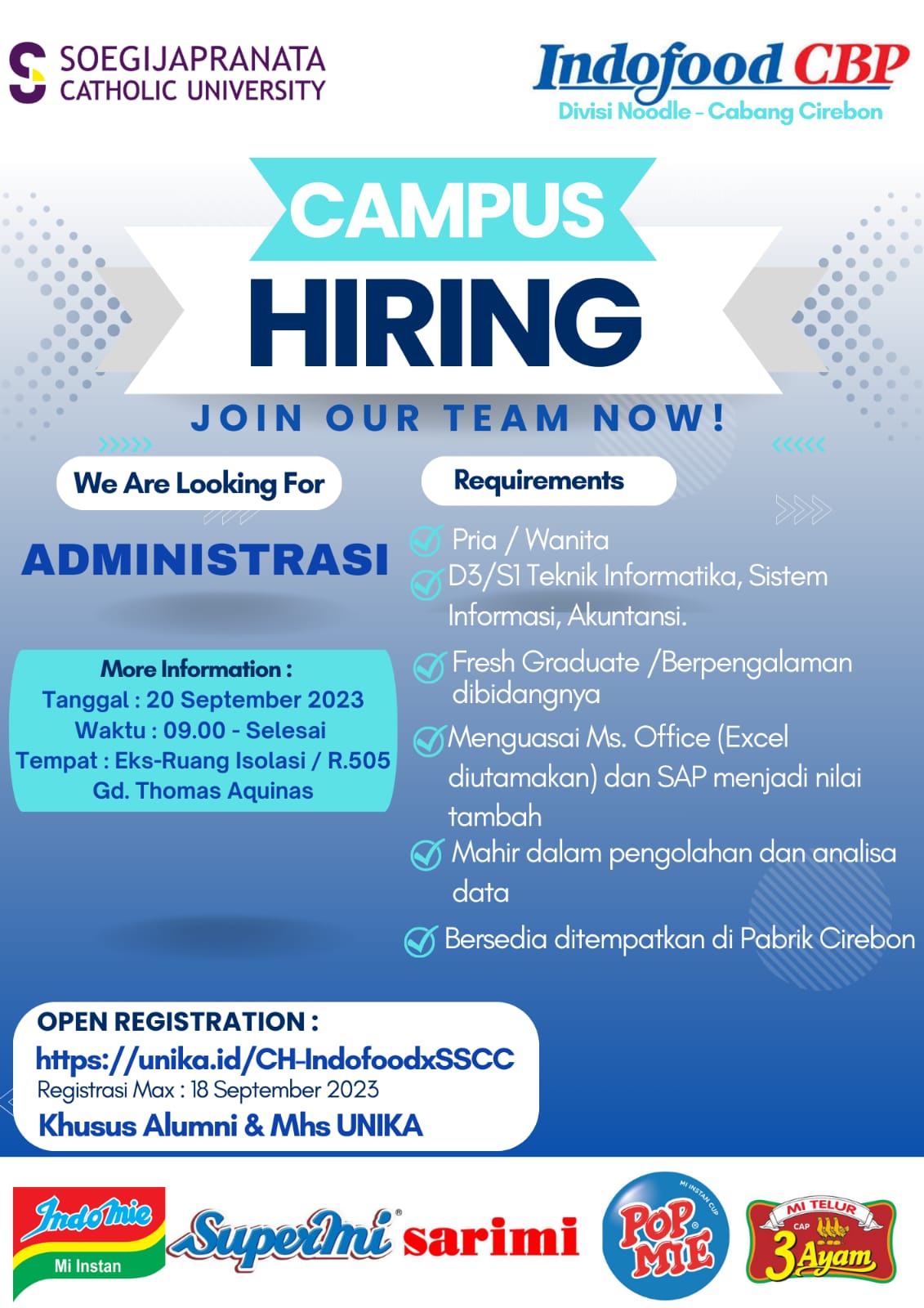 Campus Hiring September 2023 – INDOFOOD – ADMINISTRASI