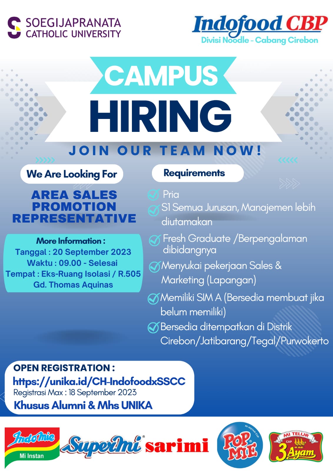 Campus Hiring September 2023 – INDOFOOD – Area Sales Promotion Representative