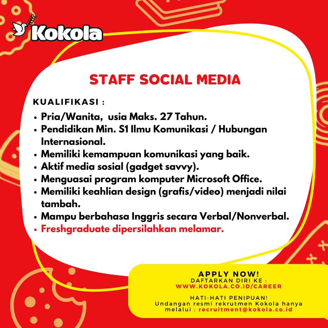 Lowongan Kerja November 2023 – KOKOLA – Staff Social Media
