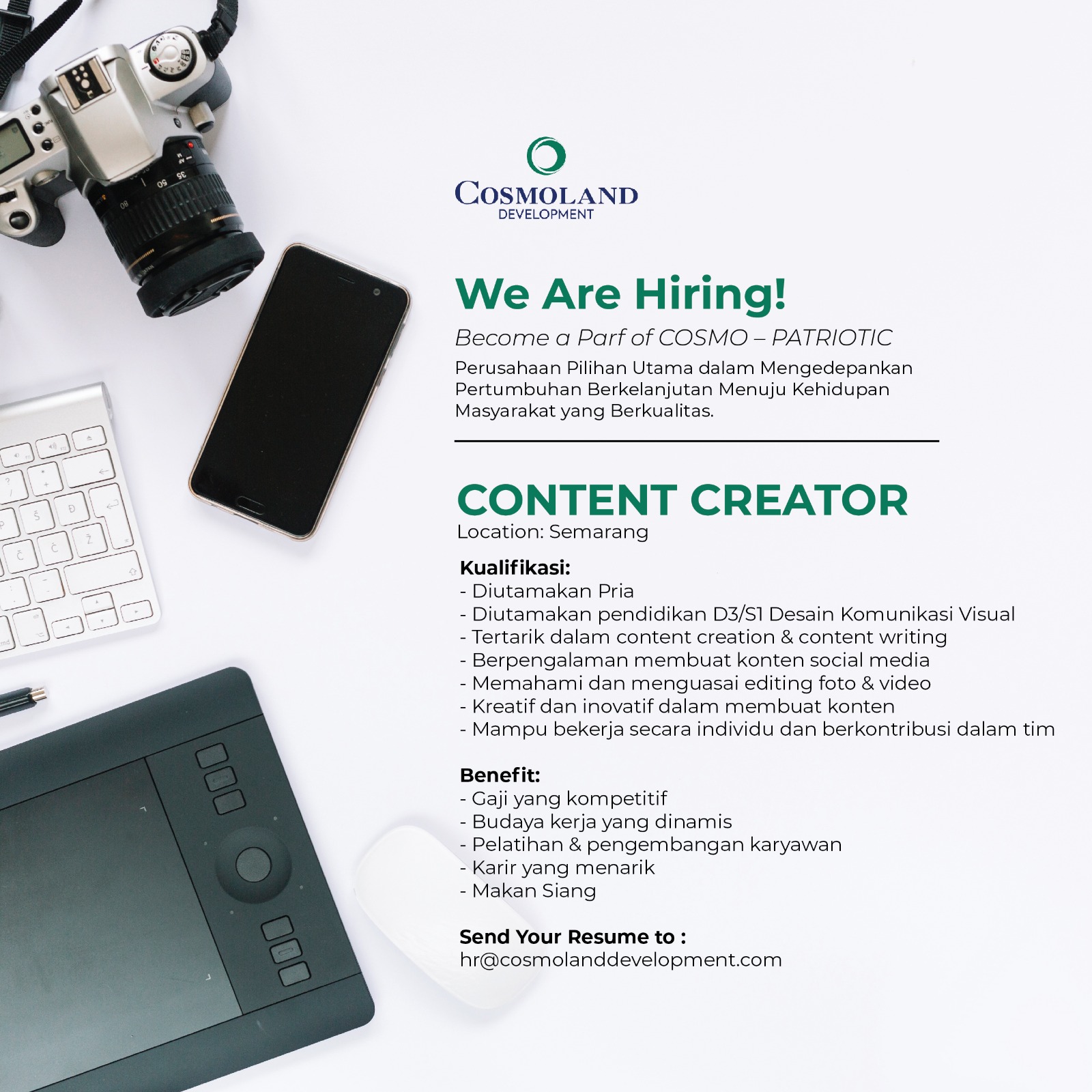 Lowongan Kerja Januari 2024 – COSMOLAND – Content Creator