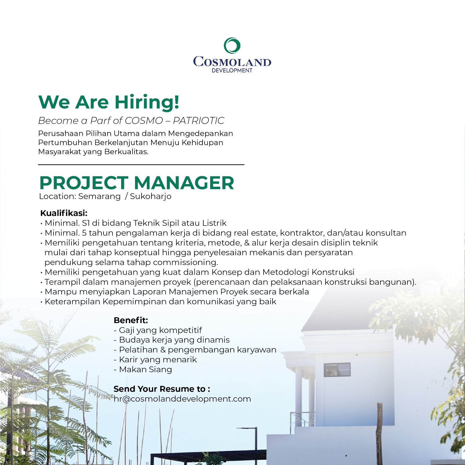 Lowongan Kerja Januari 2024 – COSMOLAND – Project Manager
