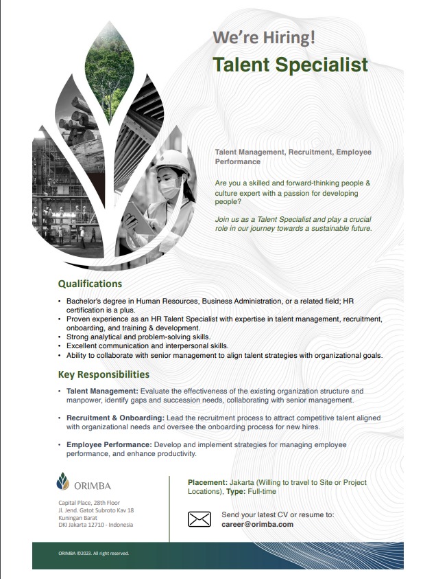 Lowongan Kerja Januari 2024 – ORIMBA – Talent Specialist