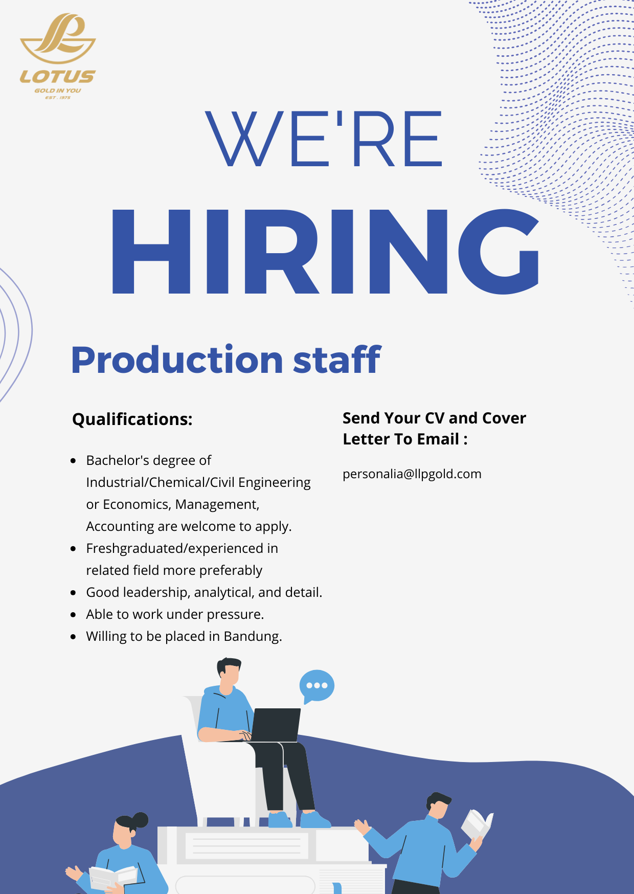 Lowongan Kerja Januari 2024 – PT. LOTUS LINGGA PRATAMA -Production Staff