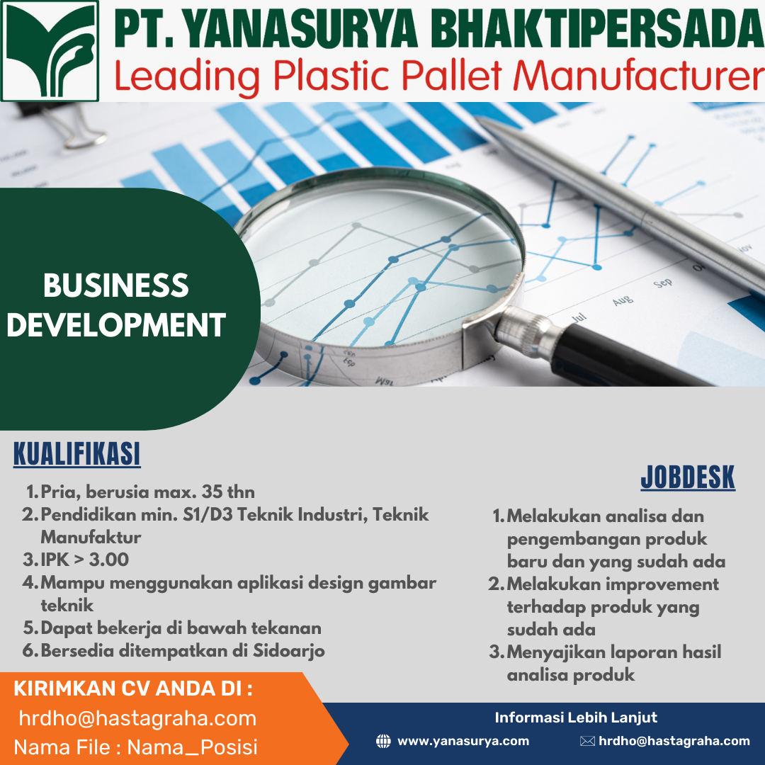 Lowongan Kerja Januari 2024 – PT. YANASURYA BHAKTIPERSADA – BUSINESS DEVELOPMENT