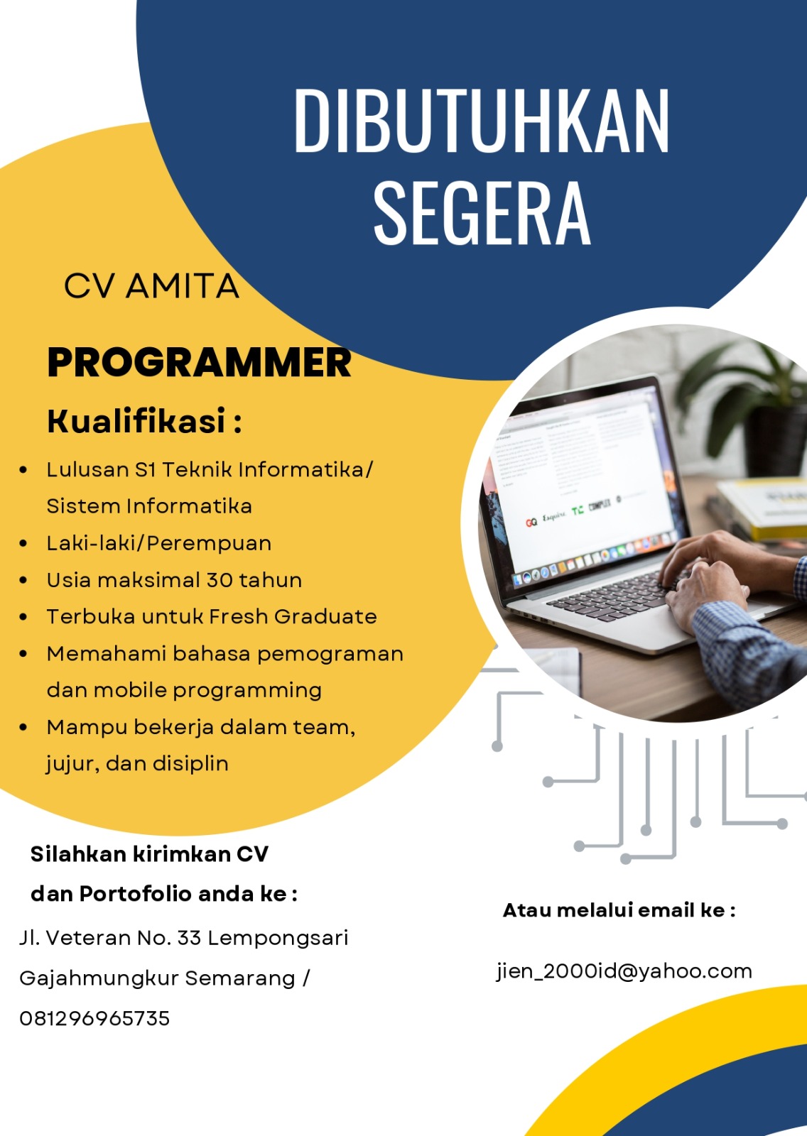 Lowongan Kerja januari 2024 – CV Amita – Programmer